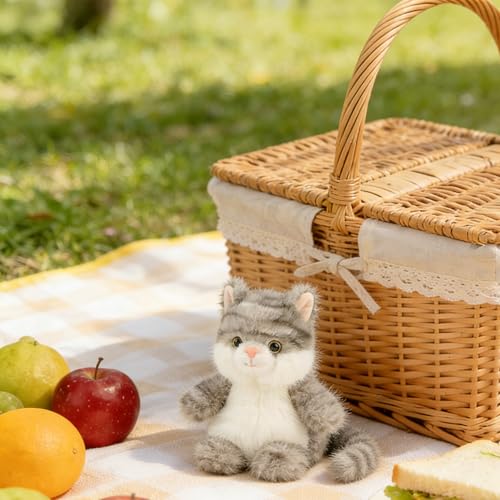 PEACH CAT Cat Stuffed Animal Cute Kitten Plushies Small Plush Toys Gifts for Kids Grey (Squeaky) - style: Grey Cat