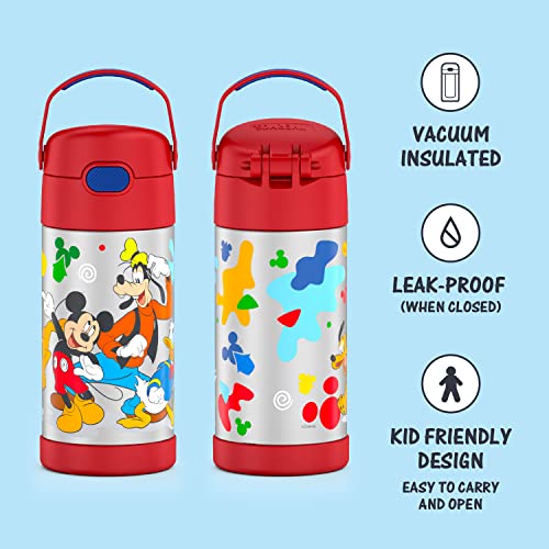 THERMOS Mickey Mouse & Bluey 12 Ounce Kids Insulated Water Bottles with Straw