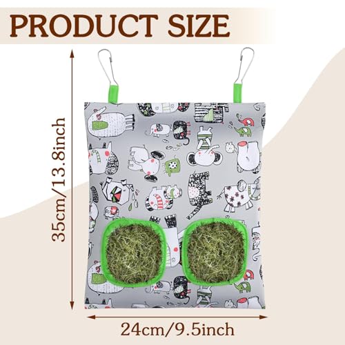 UPINS 3Pack Guinea Pig Hay Feeder Bag,Bunny Rabbit Cage Bag Hanging Holder | Guinea Pig Cage Feeder,for Bunny Rabbits,Chinchillas,Hamsters,Small Pets,and Animals - color: Pink Blue Gray