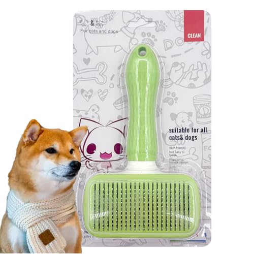 Versatile Pet Grooming Brush and Deshedding Tool - Gently Removes Loose Undercoat for Cats and Dogs, Suitable for Pet Massage (Green Light) - color: Light Green