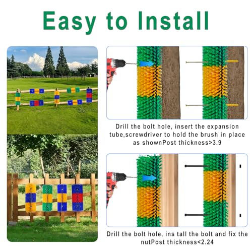 2PCS Livestock Scratching Brush, Goat Scratcher Post with Cleaning Brush, Grooming and Massage Brushes for Horse Cow Sheep, Animal Itch Relief and Back Scratcher - color: Green