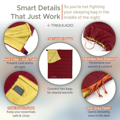 DuraHike Lightweight Camping Sleeping Bag for Adults — Roomy Rectangular Comfort, Secure Pad Attachment, Compact & Packable, 10°C / 50°F Comfort