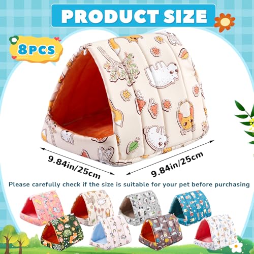 Cinnvoice 8 Pcs Guinea Pig Hideout, Guinea Pig Bed Washable Small Animal Cage Accessories for Bunny Hedgehog Mouse Chinchillas Hamsters Ferrets Rats(9.8 in) - size: 9.8 in