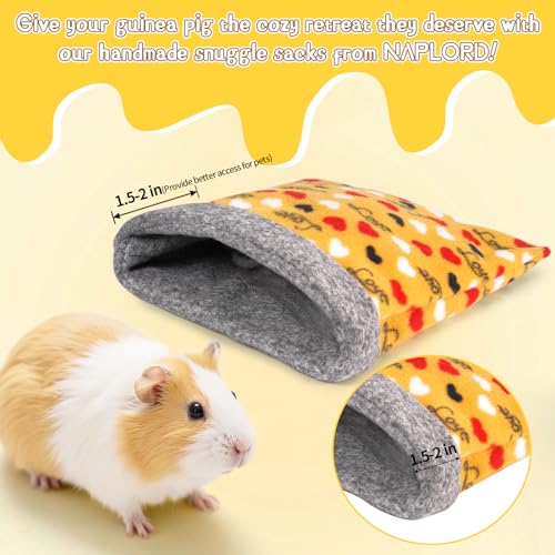 NAPLORD Small Pet Fleece Set,Guinea Pig Snuggle Sack, Tunnel,Fleece Forest Hideout,Square and Round Potty Pads for Guinea Pigs and More - color: Yellow, size: 3-piece set