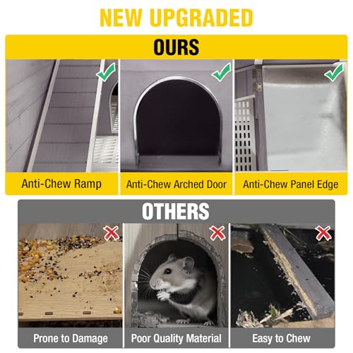 Aivituvin 2-Story Indoor Rabbit Hutch Guinea Pig Cage with Stand, Wooden Bunny Cage Small Animal Cages with Chew-Proof Ramp, Pull-Out Tray & Leakproof PVC Layer (Grey) - color: (Grey)