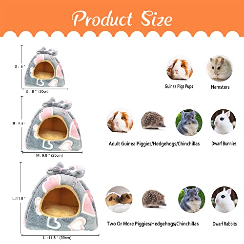 Guinea Pig Bed, Hideout House for Small Animals, Warm & Cozy | Premium Fleece Material, Ideal Bed & Accessories for Hamsters, Chinchillas, Dwarf Bunnies, Hedgehogs. - color: Greyheart, size: L-12" x 12"