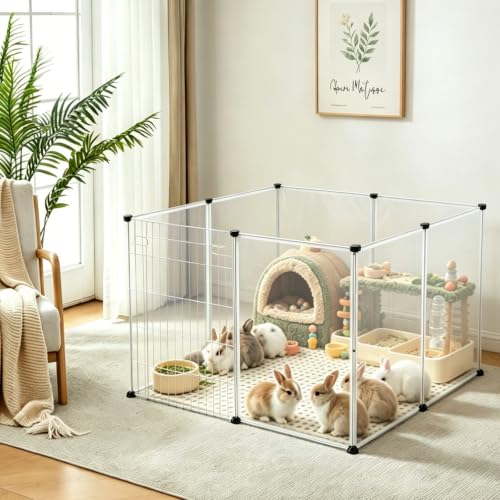 BRIAN & DANY Dog Playpen Portable for Small Animals, Dog Play Pen Indoor, Transparent Pet Playpen for Puppies, Cats, 40" L x 40" W x 28" H | Dog Play Pen Indoor, Transparent Pet Playpen for Puppies, Cats, 40" L x 40" W x 28" H - style: 40" L x 40" W x 28"