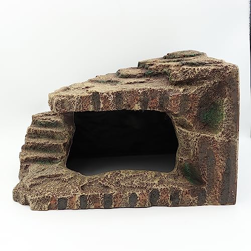 Resin Reptile Hideouts Cave Habitat Decor, B- Extra Large | For Gecko, Leopard Lizards, Toad, Turtle