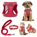 GAMUDA Small Pet Harness Collar and Leash Set, Step in No Chock No Pull Linen Fabric Soft Mesh Dog Vest Harnesses Reflective for Dogs Puppy Cats Kitten Rabbit (Red, XS) - color: Red, size: X-Small
