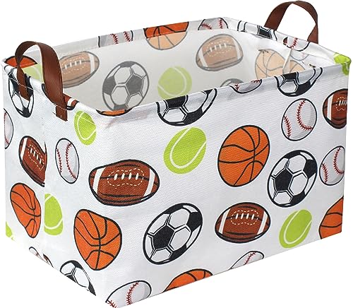 Rectangular Basketball Baskets,Football Basket Organizer.Baseball Basket with Handles.Basketball Bins,Clothers,Books,Kid's Gifts Storage. (Ball) - color: Ball