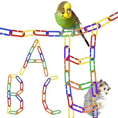 SunGrow Rainbow C-Clips Plastic Chain Links, Bird Swing & Climbing Chain Cage Toy Clips & Hooks, DIY Kids Learning Toys for Classroom, Suitable for Sugar Glider, Rat, Parrot, Bird