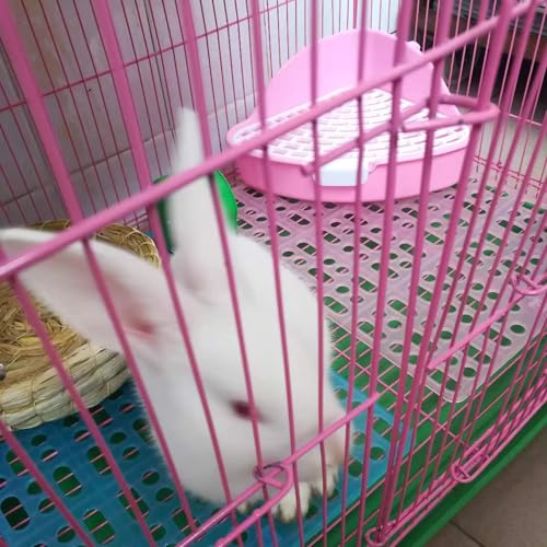 Hamiledyi 4 Piece Rabbit Feet Pad 13.4×9.8x0.4'' Hole Leak Water Design for Plastic Bunny Feet Pad Playpen Feet Mats Plastic Rabbit Cage Mat for Guinea Pig Hamster Chinchilla Ferret - color: 2 white+2 blue