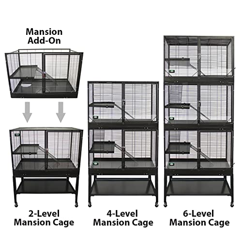 Durable All-Metal Mansion Cage for Chinchillas, Rats, Ferrets, Degus (2-Level) - size: 2-Level Cage