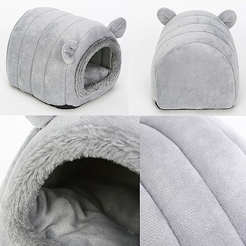 Hedgehog Bed Cave Nest Hideout, Hamster Guinea Pigs Small Animals Cage Supplies Warm House-Gray - color: Gray