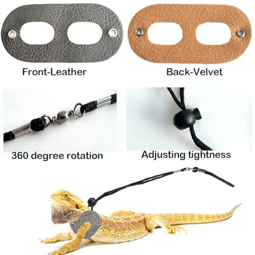 Reptile Travel Backpack Carrier with Reptile Thermometer and Humidity Gauge & Harness Leash Lizard Travel Cage Space Capsule Clear Bubble Window Astronaut Bearded Dragon Bag for Ball Python - color: Black
