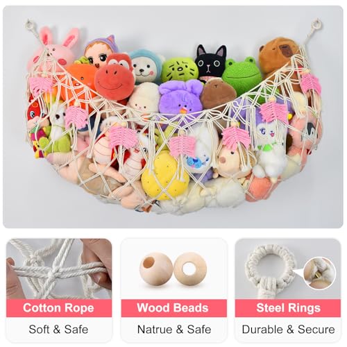 Stuffed Animal Storage Hammock,Large Stuffed Animal Net Or Hammock Wall Hanging Net, Plushie Net, Storage Hanging Organizer