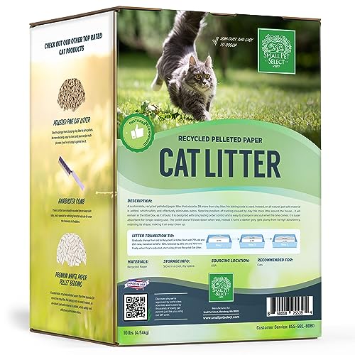 Small Pet Select-Recycled Pelleted Paper Cat Litter 10lb | Absorbent Low Dust Pellets, Non-Tracking, Odor Control, For Litter Box, Made in USA, Eco-Friendly Recycled Paper - size: 10 lbs