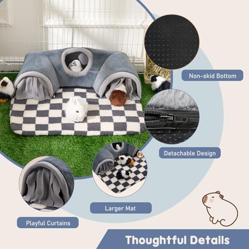Avont Guinea Pig Tunnel, Small Animal Hideaway Tube Toy | Cozy Plush Tunnel for Guinea Pigs and Small Pets with Non-Slip Bottom and 2-In-1 Design in Large Size Gray - color: Grey, size: Large