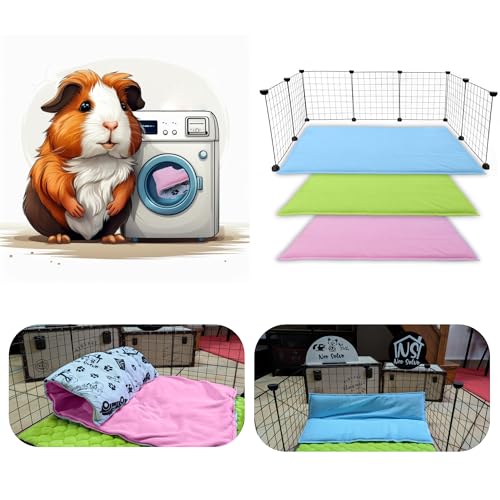 Fleece Playground for Guinea Pig and Rabbit - All in One, It's a Blanket, a Giant Tunnel, a House, a Cushion and a Bed - 41.3 x 27.6 in - Green | 27.6 x 41.3 in (W x L) - C&C 2x3 - Green - Washable - For Sleeping On Top and Hiding Underneath - color: Gree