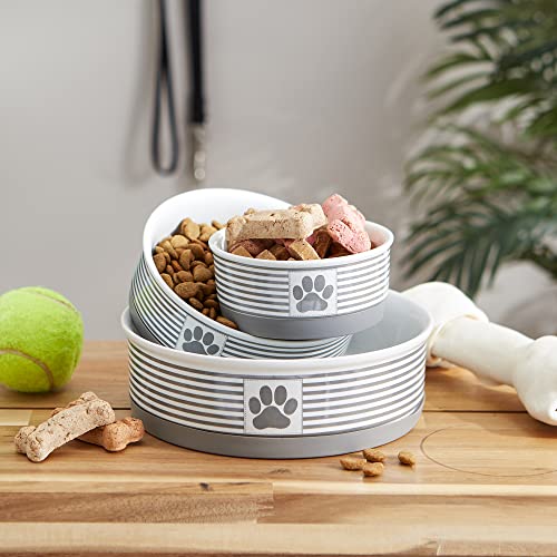 Bone Dry Paw & Patch Ceramic Pet Collection, Large Set, 7.5x2.4", Gray, 2 Piece - color: Gray, size: Large Bowl Set, 7.5x2.4"