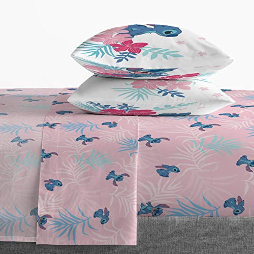 Jay Franco Disney Lilo & Stitch Queen Comforter Set, 7 Piece Bed in a Bag - Reversible with Shams & Sheets - Super Soft Microfiber Kids Bedding, All Season Machine Washable (Official Disney Product) - color: Blue - Lilo & Stitch, size: Queen