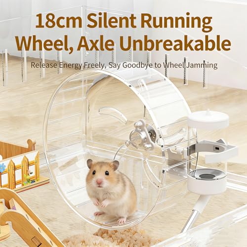 8-in-1 Clear Acrylic Hamster Cage 18x12x13 Small Animal Habitat House | All-in-One Accessory Set, High Transparency View, Easy Cleaning & Assembly, Ideal Starter Kit for Mouse, Dwarf, Gerbil