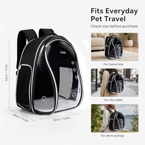 BAGLHER Cat Carrier Backpack Bubble - Fit Up to 18 Lbs - Airline-Approved Dog Backpack Carrier for Small Pets Puppies Dogs Bunny, Space Capsule Dog Carrier Backpack for Travel Outdoor Hiking, Black - color: Black