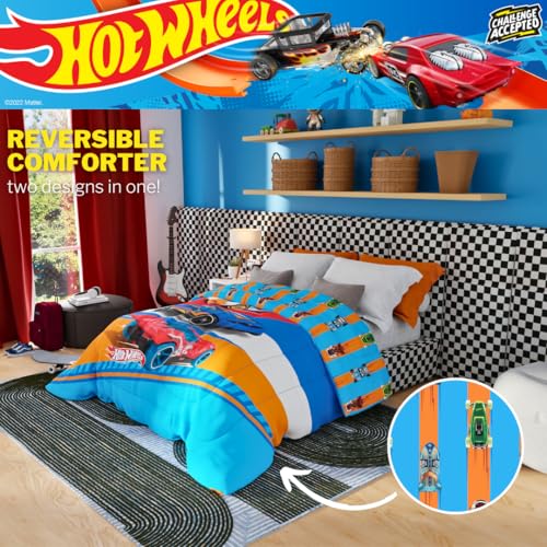 Franco Kids Bedding Super Soft Microfiber Reversible Comforter, Twin/Full, Hot Wheels - color: Hot Wheels, size: Twin/Full