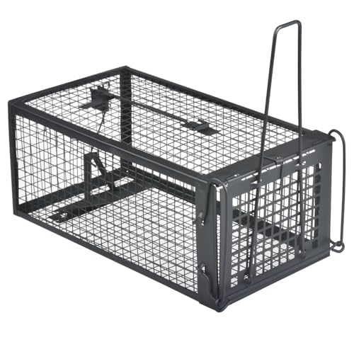 Gingbau Live Chipmunk Rat Trap Humane Vole Mouse Cage Trap - color: Black