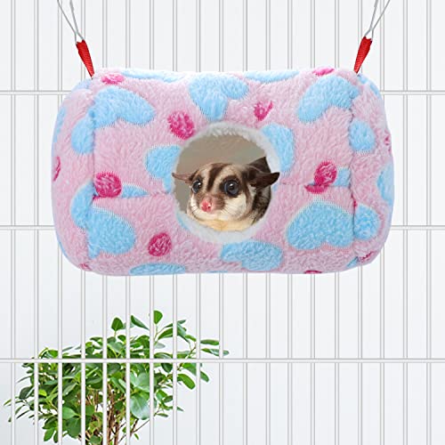 Wontee Hamster Hammock Warm Bed House Small Animal Hideout for Hamsters Gerbil Young Rat Mouse (Pink) - color: Pink