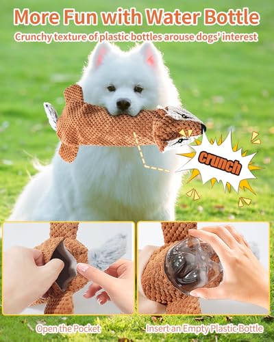 Dog Toys, Squeaky Plush No Stuffing Crinkle Dog Toy for Small Medium Large Dogs, Interactive Puppy Teething Water Bottle Dog Chew Toy (Squirrel) - style: Squirrel
