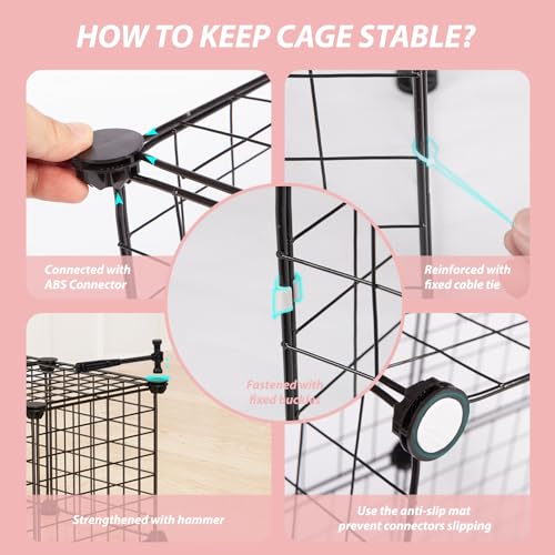 Guinea Pig Cages with Door and Top, 49.2x24.6x12.2inch Small Animal Cage, 20pcs Metal Grid Panels Small Animal Playpen, Expandable Cage for Guinea Pigs, Rabbits, Hamsters and Hedgehogs, Kitten - color: 20pcs