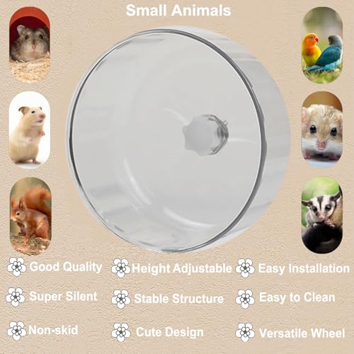 Hamster Wheel, Silent Running Exercise Wheel with Adjustable Stand for Hamster Guinea Pig Gerbil Hedgehog Small Animal Cage Accessories (Clear, 7.1inch/18cm) - size: 7.1inch/18cm