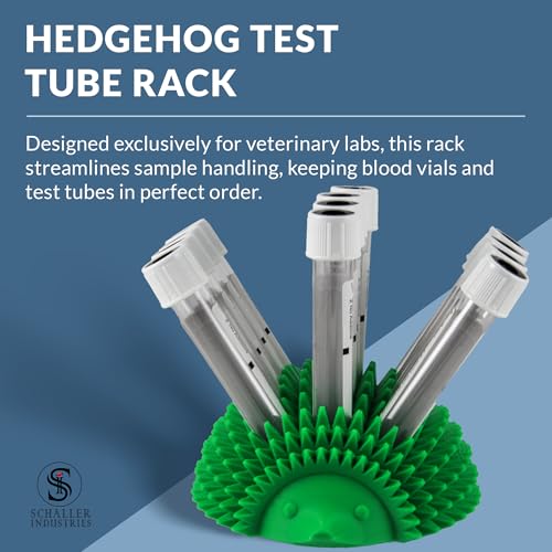 S I Schaller Industries Hedgehog Test Tube Holder, 16mm - Veterinary Blood Test Tube Rack, Holds 12 Vials, Compact Fun Design Organizer for Veterinary and Research Lab Use - Green - color: Green, size: 16mm Tubes