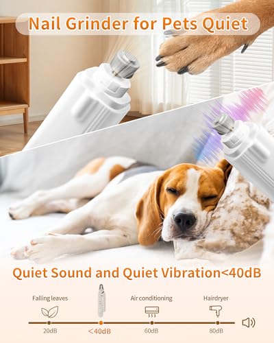 2-in-1 Dog & Cat Nail Clippers & Grinder with LED Light to Avoid the Quick | Quiet USB Rechargeable Pet Nail Trimmer with Safety Guard for Small Medium Large Pets