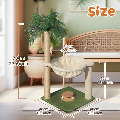 Fantasreen Cat Tree 28'' with Hammock & Interactive Toy for Indoor Cats - color: White-1 Bed