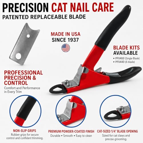 Cat Nail Clippers, Guillotine Cat Claw Trimmer with Comfort Grips, Deluxe Red - style: Deluxe