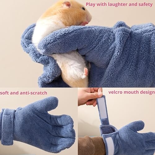 Hamster Calming Bite Proof Gloves and Grooming Brush Set, Hamster Bite Resistant Gloves Massage Brushes, Anti-Bite Glove Grooming Supplies For Small Animals Rabbit Rat Sugar Glider (Pink) - color: Pink