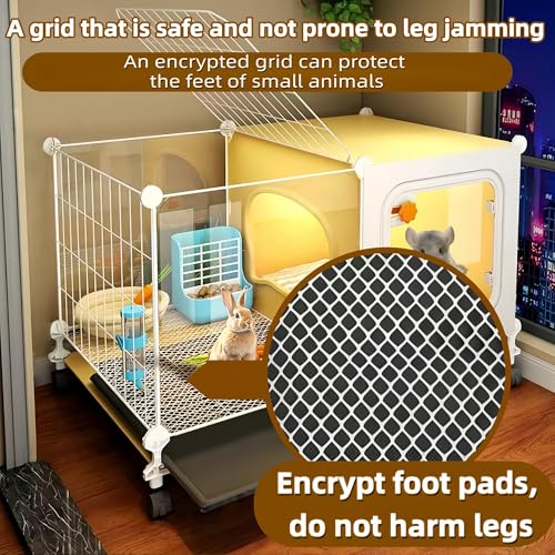 Luxury Villa Rabbit cage with Wheels, Guinea Pig cage, complimentary Food Bowl, Bed. Suitable for Hamsters, Chinchillas, Squirrels, Hedgehogs, Ferrets, Cats，Mouse (27.6" Lx 17.7" Wx17.7 H) - size: 27.6"L x 17.7"W x 17.7"H