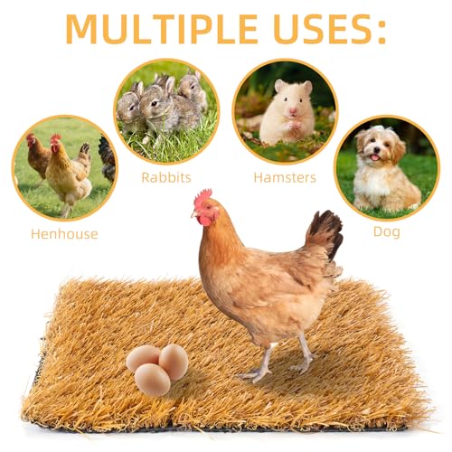 20Pcs Chickens Nesting Pads Set, Washable Artificial Grass Nesting Pads, Reusable Laying Eggs Bedding for Chickens Coop, 12 x 12 x 1.2 Inches, Brown - color: Brown