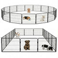 BestPet Dog Playpen 24 Inch 16 Panels Heavy Duty Metal Pet Exercise Pen Indoor Outdoor Fence Panels Anti-Skid Expandable Design - style: 16 panels-without door