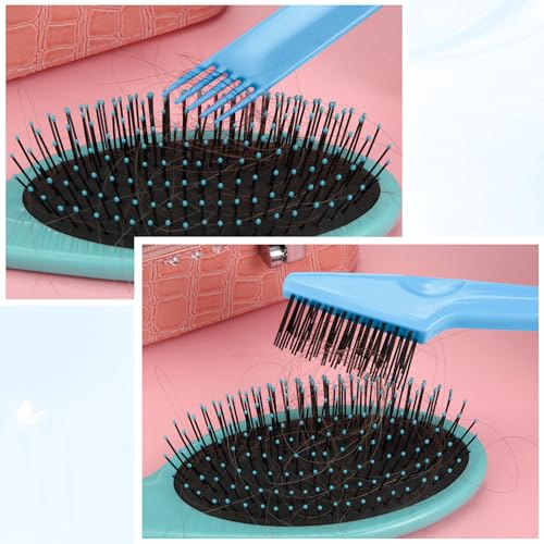 Yaomiao 2 Pcs Hair Brush Cleaner Tool 2-in-1, Light Blue Hairbrush Cleaner for Removing Hair Dust, Mini Comb for Removing Dirt, Home Salon Use - color: Light Blue