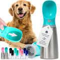 MalsiPree Insulated Dog Water Bottle - 24 oz Blue, Stainless Steel | 24oz insulated steel bottle & bowl - leak-proof - Use for dog travel, hiking, park & beach days - color: Blue, size: 24oz - Insulated