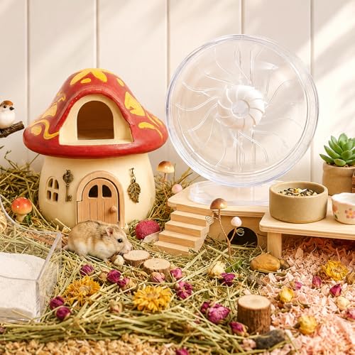 8 inch Silent Hamster Wheel with Adjustable Stand, Clear | Double-Bearing Design, Adjustable Stand, Smooth-Rotating Exercise Wheel for Hamsters, Mice and Other Small Pets - color: Clear With Stand, size: 8in