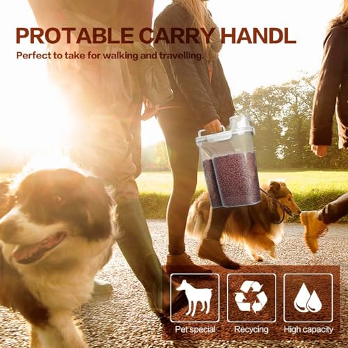 TIOVERY Dog Food Storage Container, 5-7 Lbs Airtight Pet Food Container, Cat food Container Dispenser with Portable Handle, Pouring Spout and Measuring Cup for Dogs Cats 2Pack White/6Qt - color: White 6Qt + 3Qt