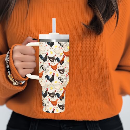 AMZUShome Chicken Gifts.40oz Chicken Tumbler with Handle.Chicken Lover Cup Gift.Birthday Christmas Chicken Tumblers Gift for Women Men. - style: Chicken