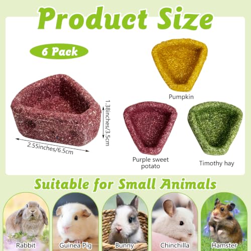 6 PCS Bunny Chew Toys for Teeth Natural Guinea Pig Treat Sweet Potato Pumpkin and Timothy Hay Chewing Bowl Edible Small Animal Molar Toys for Rabbit Chinchilla Hamster Gerbil Rat - color: Triangle,Multi-colored
