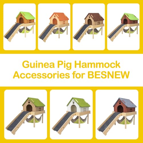 BESNEW Enlarged Guinea Pig Hammock,Bunny Ferret Hamster Small Animal Hammock for Hiding Sleeping,Wooden Guinea Pig Hammock Accessories - style: Hammock