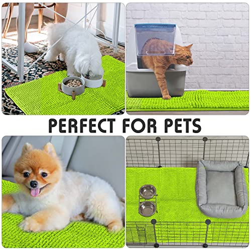 4 Pcs Guinea Pig Cage Liner 16 x 24 Inch Washable Chenille Pee Pads Pet Dog Cat Bedding Training Mat Reusable for Small Animals Puppy Bunny Hamster Chinchilla - color: Green, size: 16 x 24 Inch, style: Low Pile Chenille