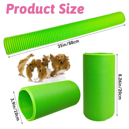Hamiledyi 2 Pack Hamster Fun Tunnels, Guinea Pigs Plastic Tube, Hamsters Foldable Exercising Training Hideout Tunnel & 2 Pack Grass Balls, Small Animals Toys for Chinchillas Gerbils Ferrets(Green) - color: Green